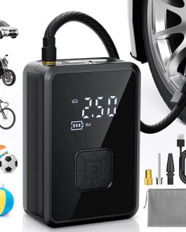 Oasser Gonfleur Pneus Voiture sans Fil Mini Compresseur à Air Portatif 150 PSI (10,3 Bar) Inflation Rapide Cylindre 17 mm Type-C USB Charge avec Tuyau de 30 cm et Sac de Rangement
